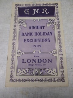 Great Northern Railway GNR 1909 August Bank Holiday Excursions London Kings X.