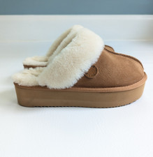 Fireside By Dearfoams Women's Merton Shearling Scuff Slippers Chestnut Size 9