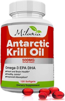 Milania Antarctic Krill Oil - 120 Softgels - Omega-3 Epa Dha Astaxanthin -