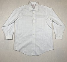 Brooks Brothers Mens 16-32 White Blue Check Non-Iron Cotton Dress Shirt