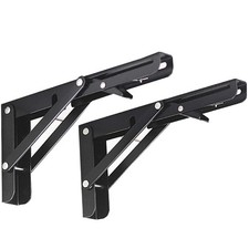 Jolitac Black Paint Folding Shelf Brackets 14” - Heavy Duty Metal Collapsi