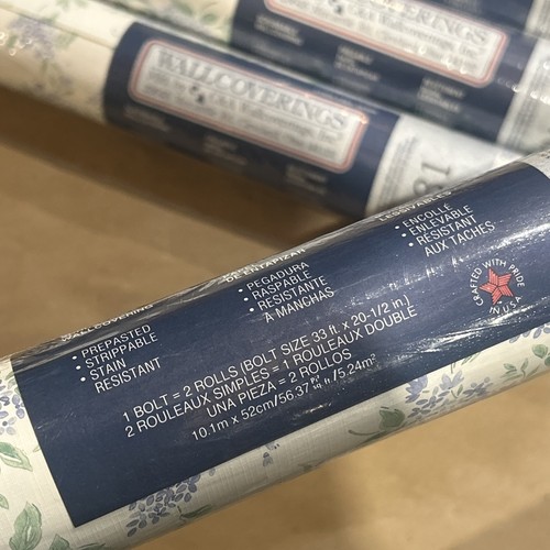 4 Vtg NEW C&A Wallcoverings Floral Wallpaper Bolt Double Roll 33' X 20.5" SEALED - Picture 4 of 12