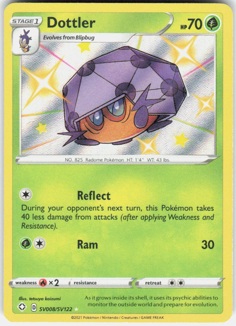 Dottler SV008/SV122 Shiny Rare Shining Fates Shiny Vault Pokemon Holo Near Mint