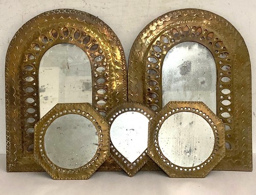 5 anciens miroirs muraux décoratifs laiton - Photo 1/10