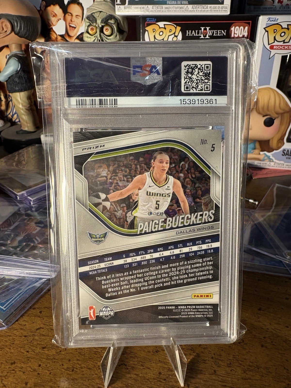 2025 Prizm WNBA Rookie Paige Bueckers #5 Ice Prizm RC PSA 10 Wings view 2