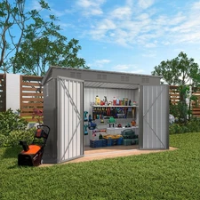4 * 9.2 * 6 FT Outdoor Storage Shed, Galvanized Steel Garden Shed with Lockab...