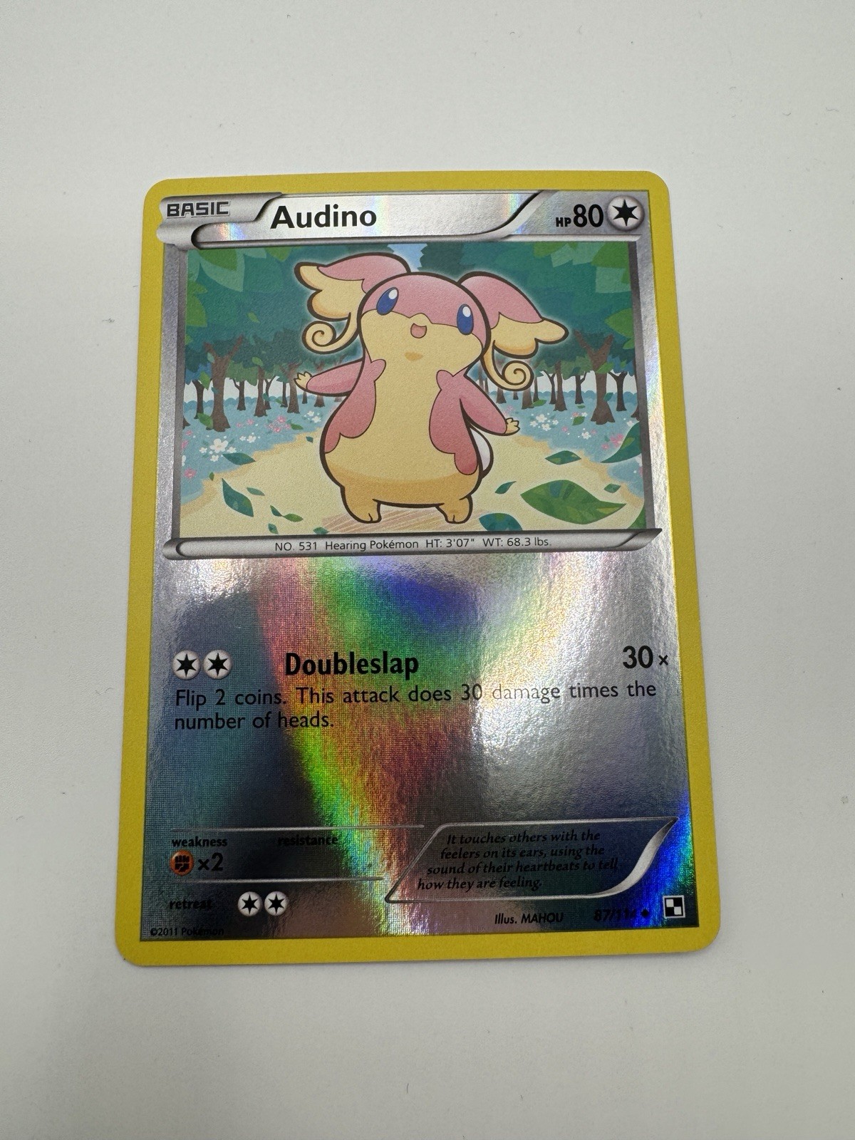 Audino 87/114 Black & White Reverse Holo NM Free Ship Pokemon TCG