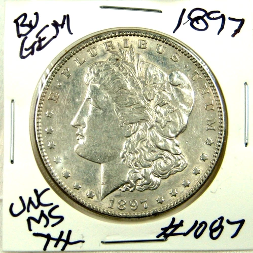 1897 MORGAN SILVER DOLLAR FROM ORIGINAL BANK BAG GEM BU US MINT #1087