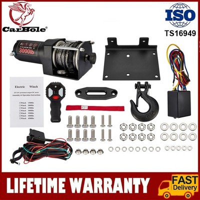 Electric Winch 12V 3000LB Wireless Remote ATV Winch Kit Synthetic Rope UTV