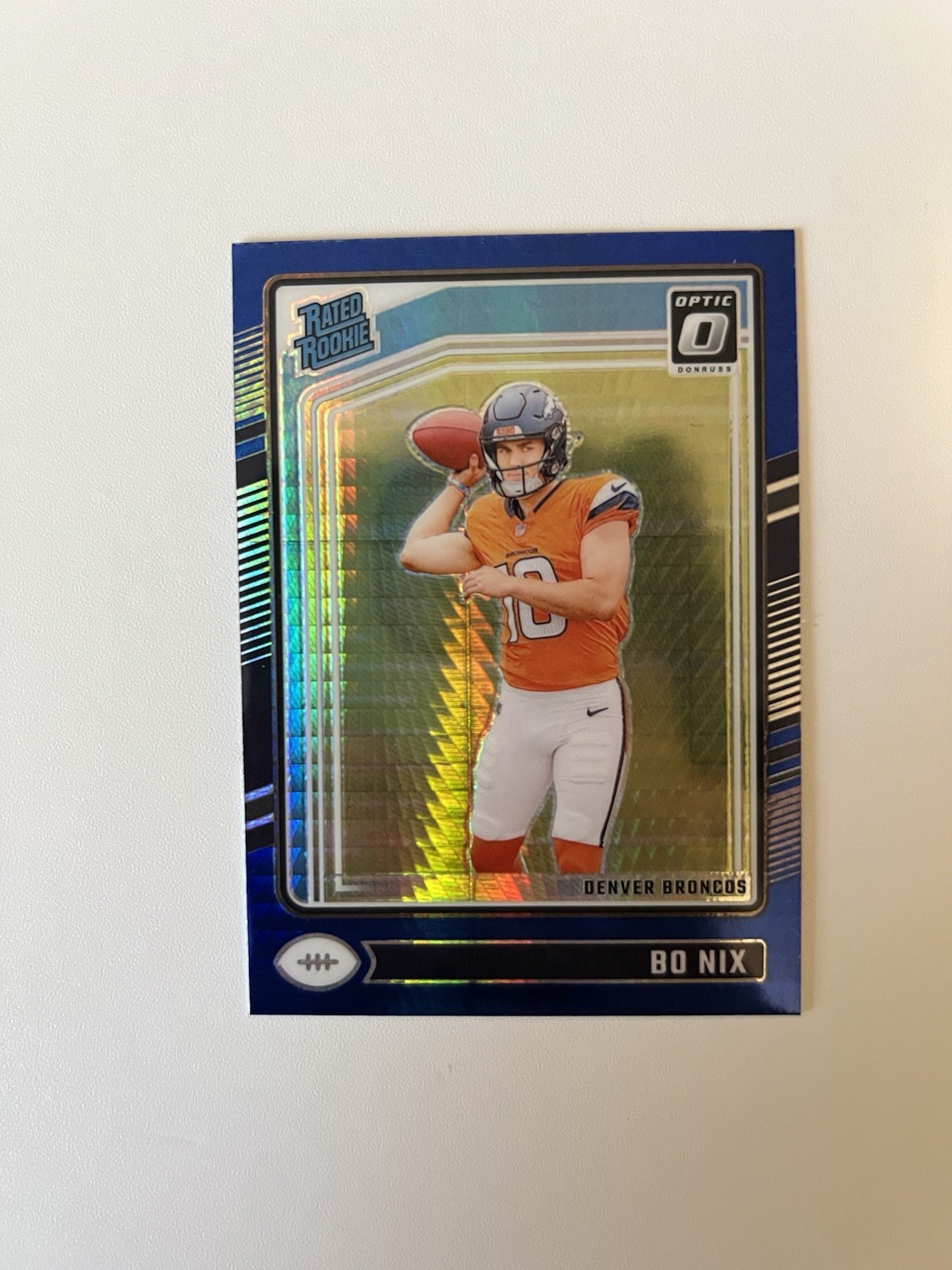 2024 Panini Donruss Optic - Rated Rookie Bo Nix #209 Blue Hyper Prizm (RC)