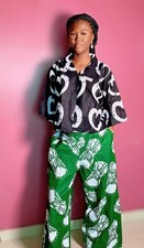 Women's African Print Modern 2pc Top and Pant Size 22 Set