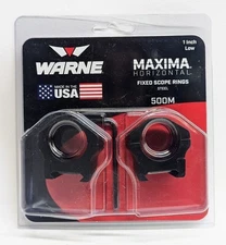 Warne 500M Maxima Horizontal 1-Inch Low Fixed Steel Scope Rings - Black
