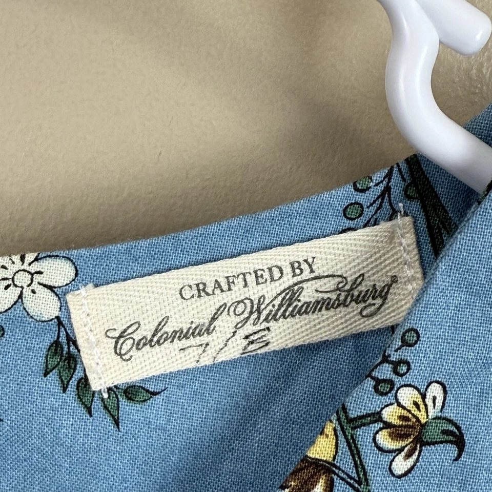 Vestido de Baile Colonial Williamsburg Polonesa Talla Niña 7/8 Azul Floral Foto 4 de 4