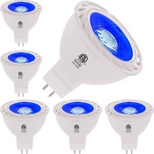 MR16 LED Blue Bulbs 50W Equivalent 6W 12V GU5.3 Bi-Pin Landscape Lights 6 Pack