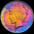 Peace Silver Dollar 1923 Uncirculated 90% Silver Monster Rainbow Toning $1 Coin
