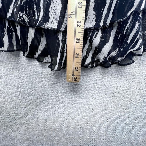 Zara Black White Zebra Print Tiered Mini Dress Long Sleeve Smocked Waist - Picture 14 of 17