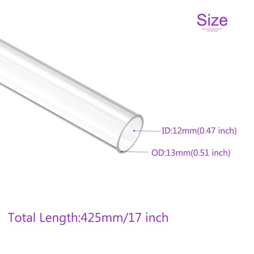 9.6" Clear Rigid Plastic Pipe 22mm(7/8") x 25mm(1") Round Tube for Plumbing - Picture 3 of 5