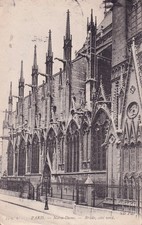 Antique P/C 1907 Notre-Dame Cathedral Paris France side view of Gothic spire