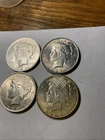 (4) Silver Peace Dollars Dated 1923,1924,1925.1926  Nice BU,! *Take a LooK*