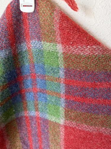 Wolle Plaid Überwurf Decke Fransen Quastenborte rot blau grün - Bild 8 von 16