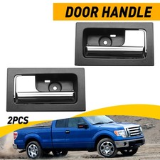 2pcs Interior Door Handle Fits 2009-2014 Ford F-150 Black Bezel Chrome Lever E