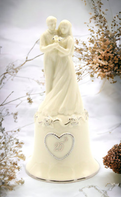 Ceramic 25th Anniversary Wedding Couple Bell, Wedding Décor or Gift, Anniversary