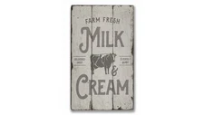 Milk & Cream Rustic Distressed Sign, Personalized Wood Sign