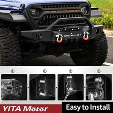 Front Bumper For 07-24 Jeep Wrangler JK Unlimited JL W/ Fog Light Hole &  D-Ring