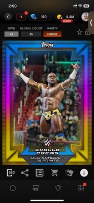 Topps Slam WWE *Digital* 2018 Old School Base Variant - Apollo Crews 25cc ICONIC