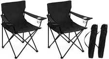2Pcs Folding Camping Chairs, Outdoor PortableLawn Chairs for Adults with Cup ...