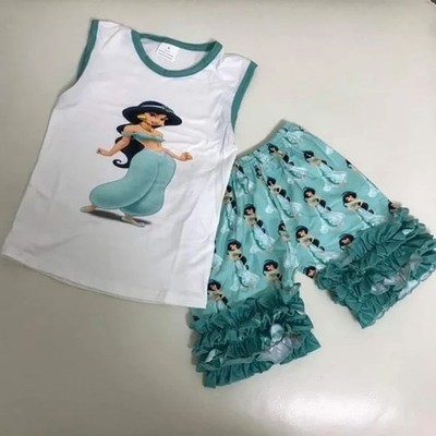 Jasmine cute sleeveless top ruffle shorts outfit