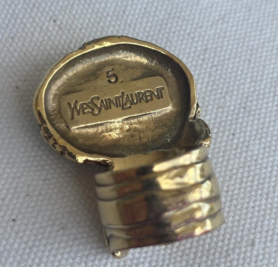 YVES SAINT LAURENT YSL "ARTY" STATEMENT RING SIZE 5 GOLD / AZURE BLUE/turquoise - Image 2 of 3