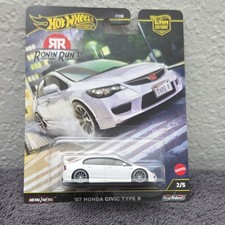 Hot Wheels 1:64 Honda Civic Type R Ronin Run II Diecast Car Car Culture White