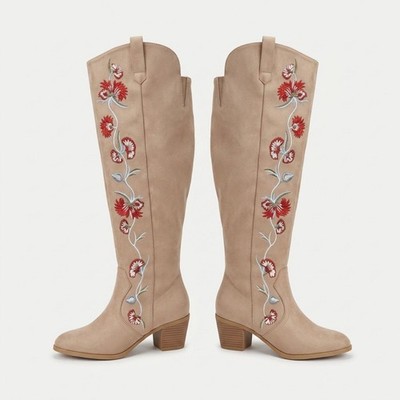 Carlos by Carlos Santana Alexia Embroidered Knee High Boots Size 9.5