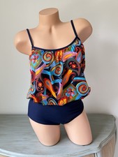 One Piece Swimsuit 12 Blouson L Paisley Print Boyshort Vintage 70s Look Sirena
