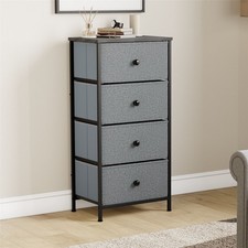 Image of Modern Fabric Chest of Drawers Dresser Storage Grey & Black Bedroom Furniture