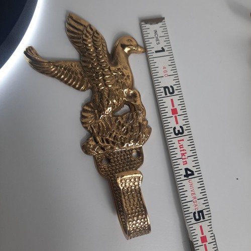 Juego de 2 ganchos de pared de latón pato mallardo 5" perchero de granja pátina vintage - Imagen 4 de 6