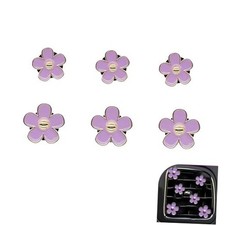 6PCS Daisy Flower Car Air Vent Clips, Cute Alloy Auto Air Conditioning Purple