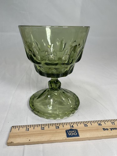 Plato de caramelo vintage de 6,5 pulgadas de vidrio verde aguacate con huella digital Hazel Alas