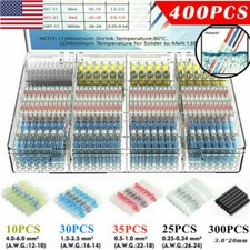 400Pcs Solder Seal Sleeve Heat Shrink Electric Butt Wire Connectors Terminal Kit