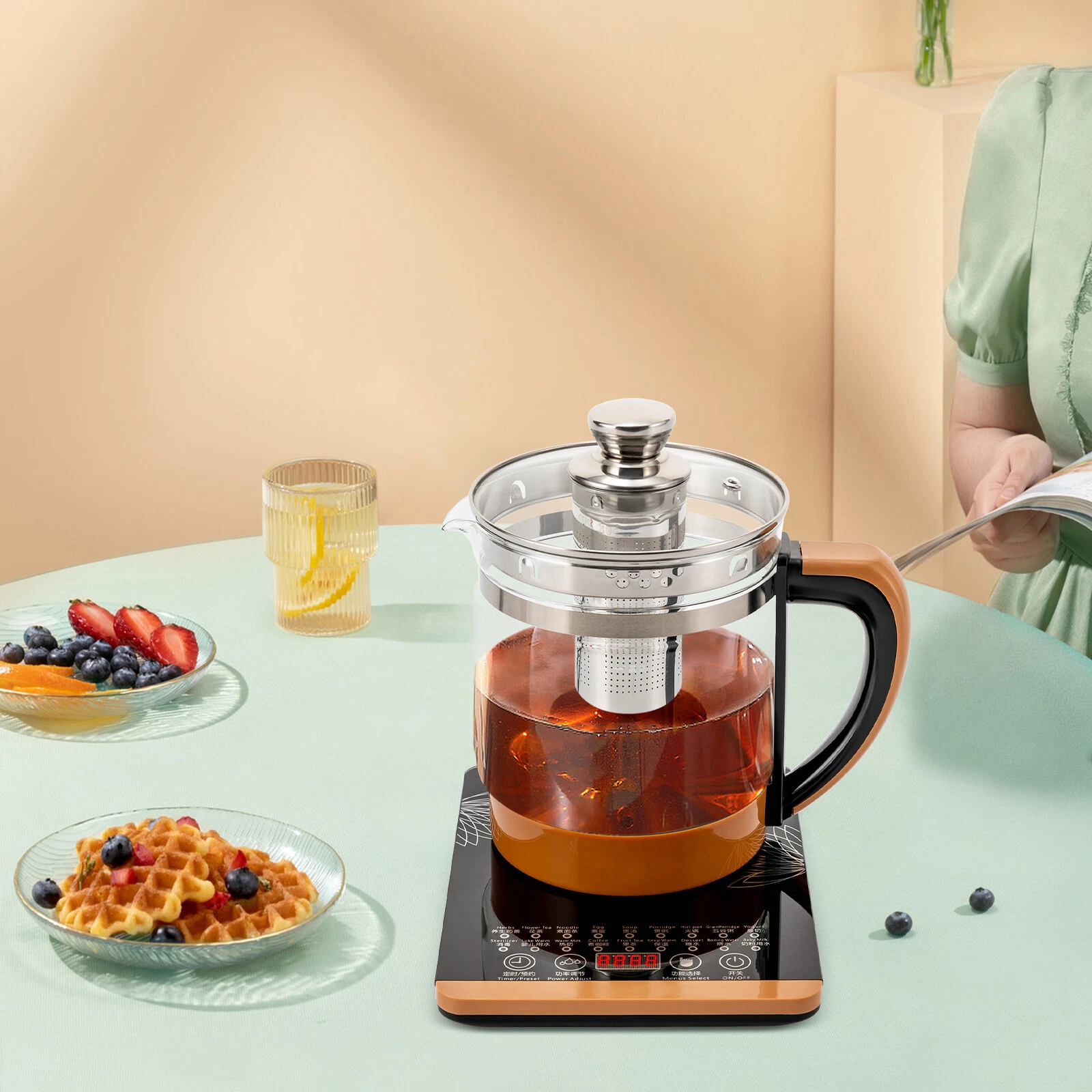 1.8L 800W Electric Health Pot Electric Glass Kettle for Boiling Water Tea Maker