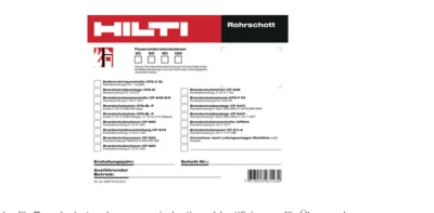 Original HILTI Ausführungsschild Brandschutz mit QR-Code