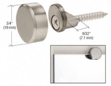 CRL Brushed Nickel Brass Round Mirror Edge Fixings Clips Brackets x 4 6mm