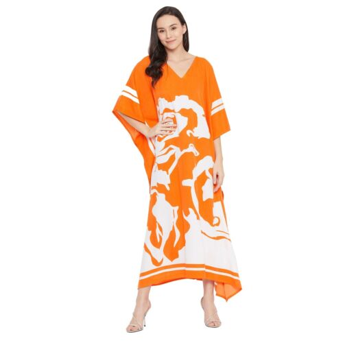 Women Casual Maxi Long Kaftan Kimono Sleeve Plus Size Dresses V Neck Nightgown - Picture 567 of 642