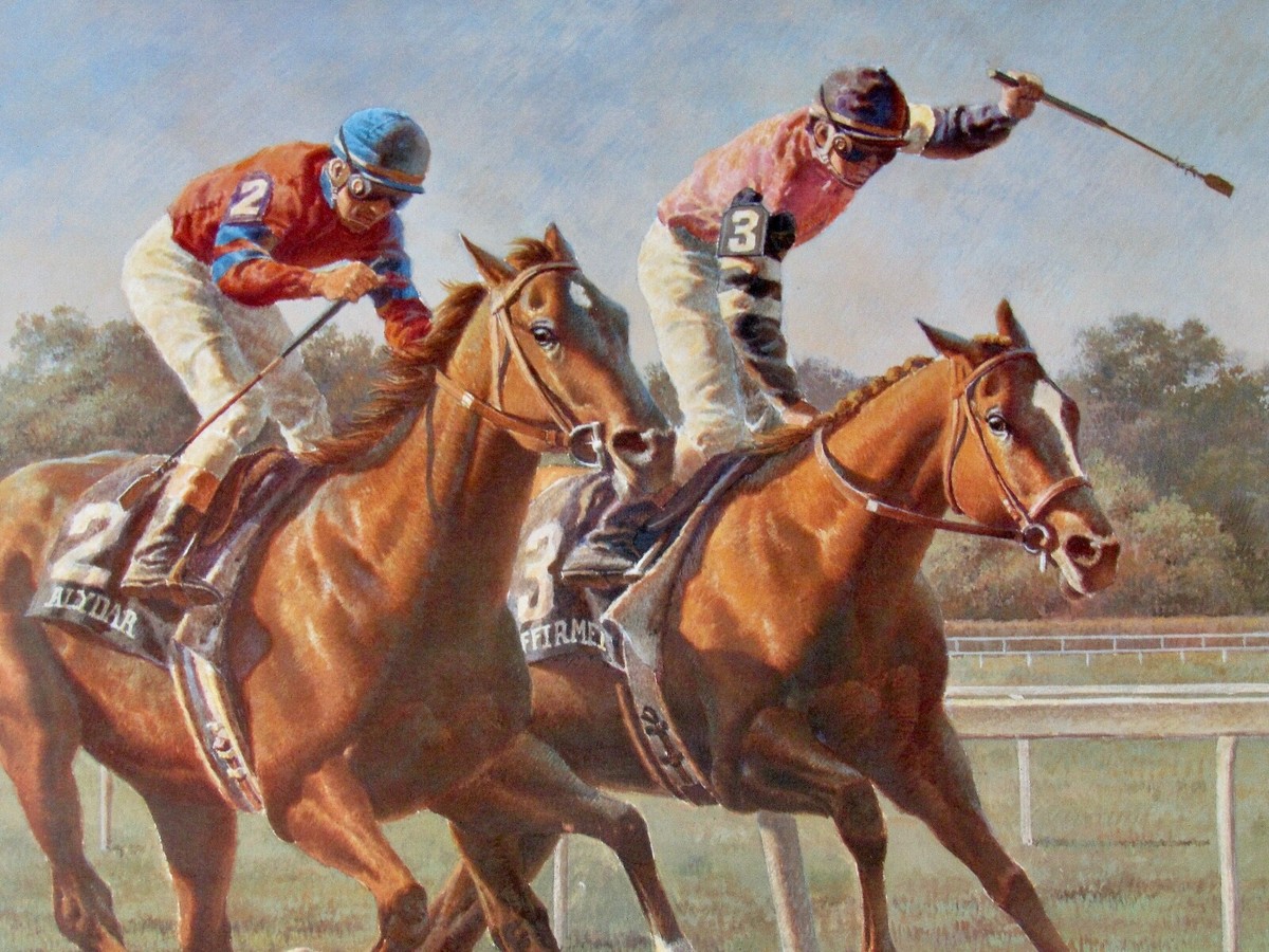 Fred Stone - THE DUEL - Hand Signed by Jockey Steven Cauthen