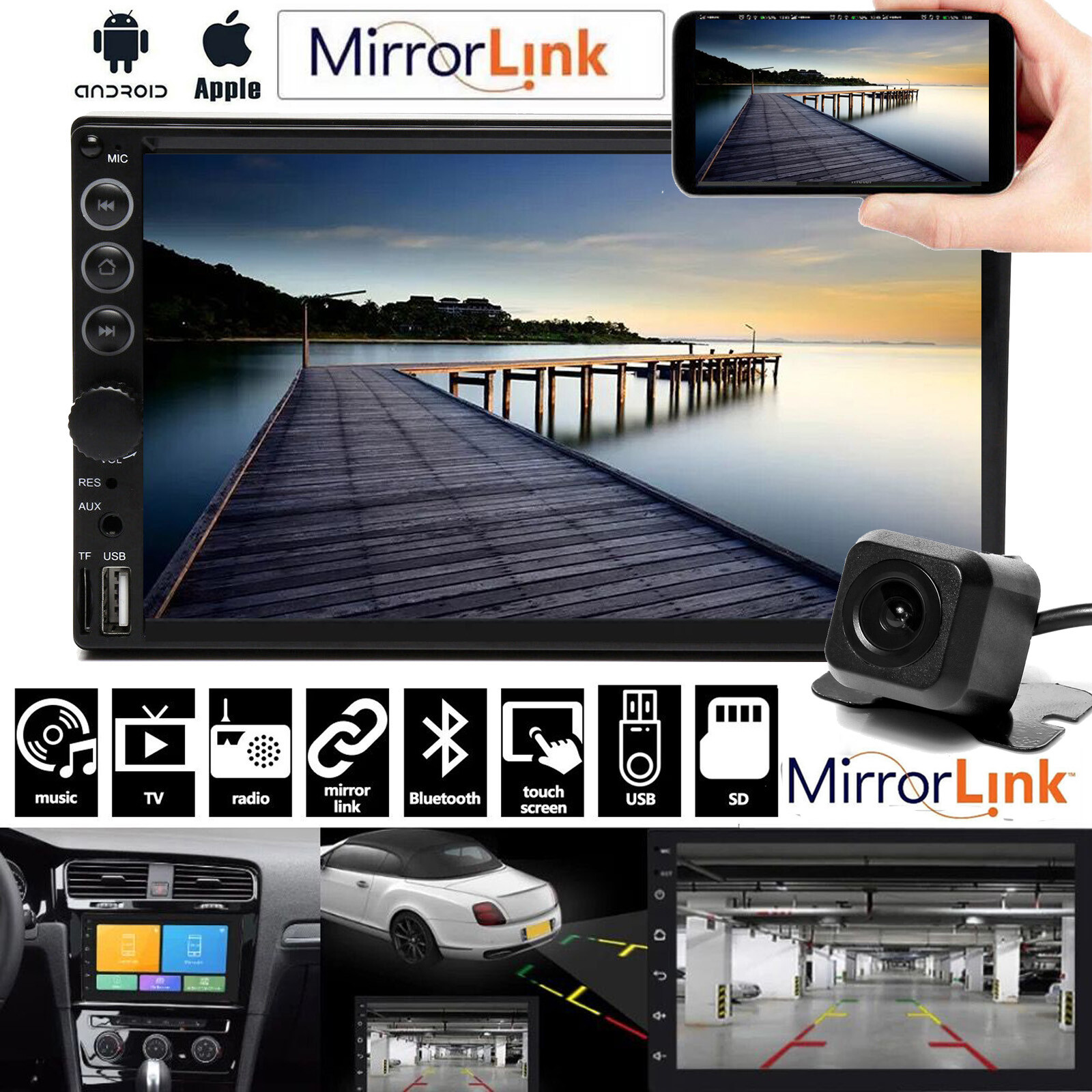 Touch screen radio with backup camera