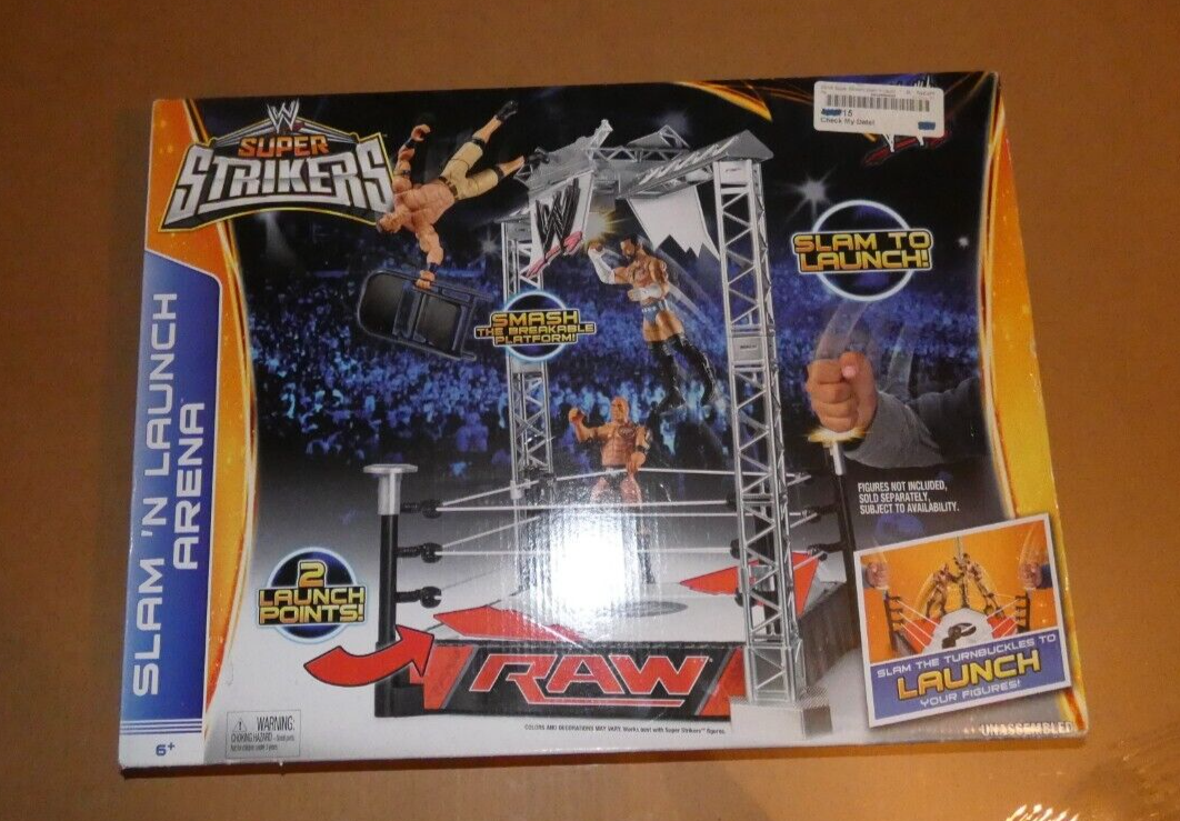 WWE RAW SUPER STRIKERS SLAM ‘N LAUNCH ARENA WRESTLING RING PLAYSET NEW