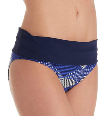 AUBADE SOUPIR DES MERS EGEE BLUE WAVE HIGH WAIST SWIM BIKINI BOTTOM  NEW 