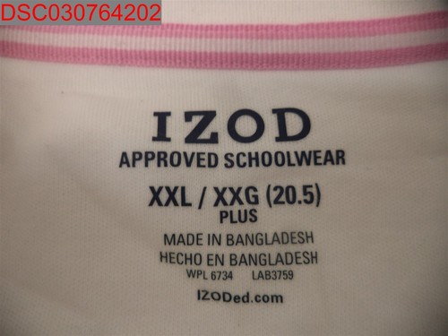 Stain, Izod Plus Girls White Uniform Polo Shirt XXL (20.5) 1920429948671 - Picture 5 of 7