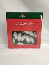 Vintage Kurt Adler Glitter Light White Pinecones Indoor Christmas 10 Light Set